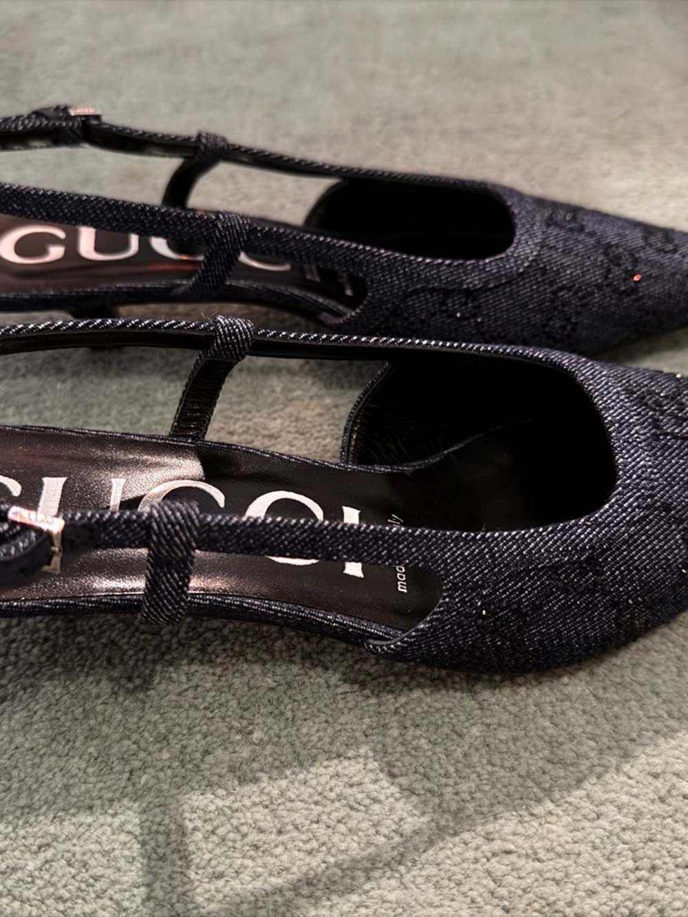 Gucci Navy Blue Slingback Kitten Heel Pumps - Picture 8 of 8